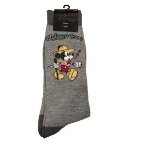 Disney Mickey Mouse Yodeling Hiker Men's Crew Socks Size 6.5-12 Gray